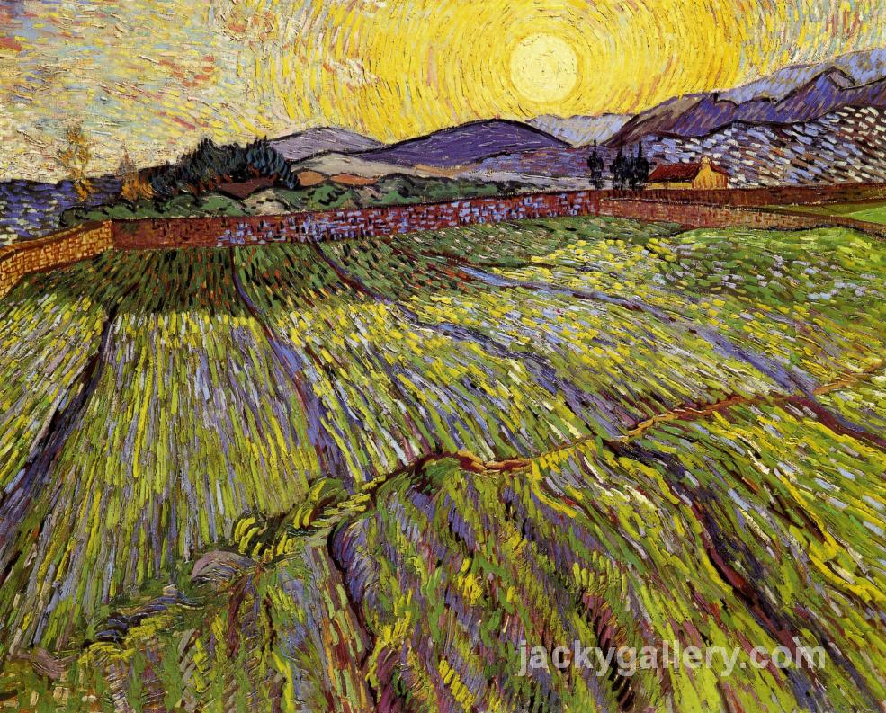 Enclosed field with rising sun, Van Gogh painting